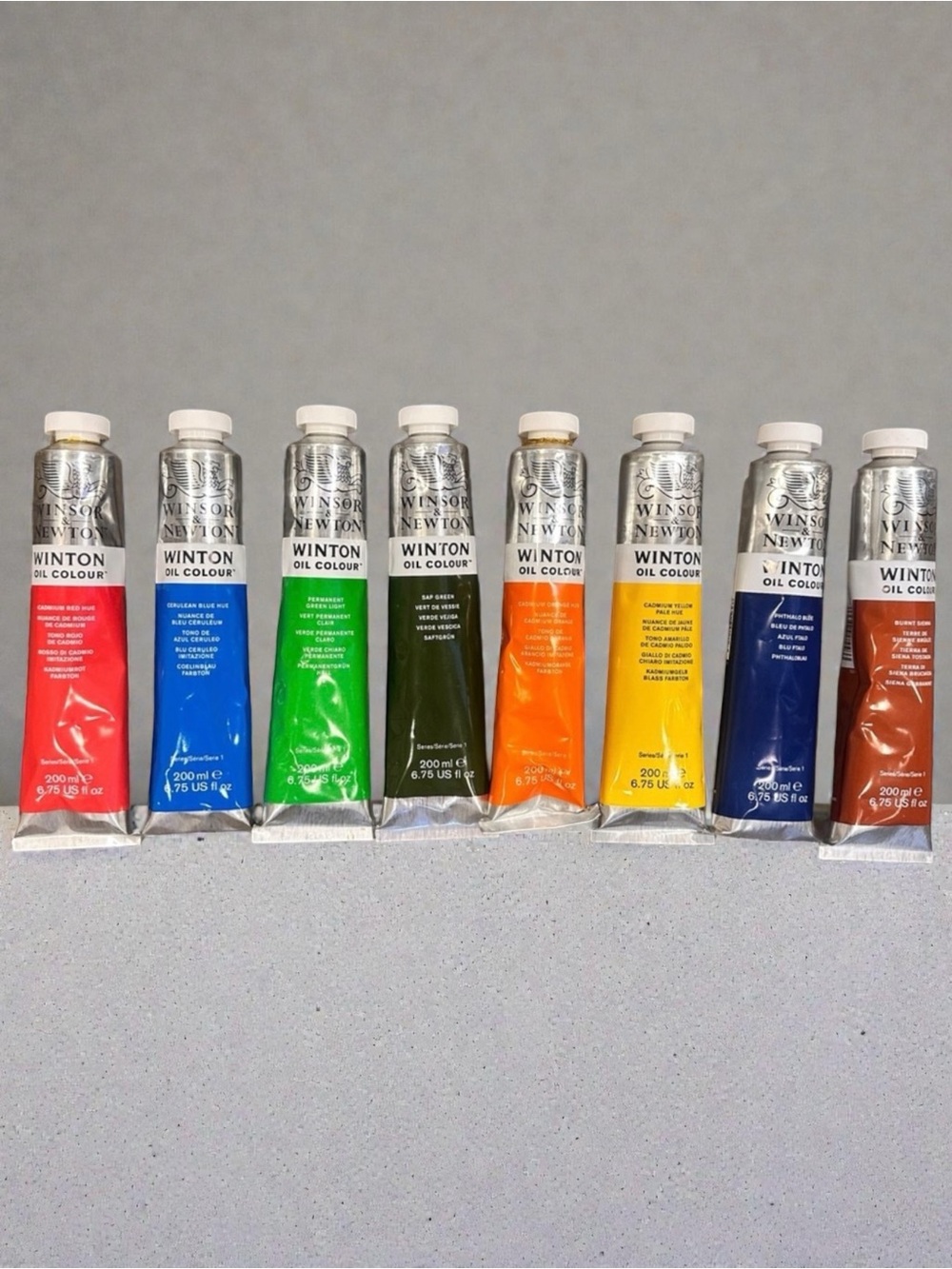 Winsor & Newton Winton Oil Paint Set of 8 Large Paint Tubes. New